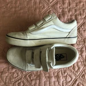 Cream Colored Velcro-Style Vans